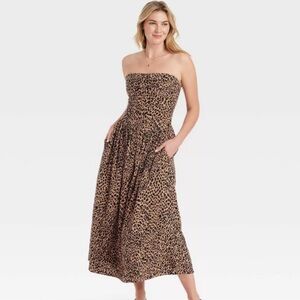 Universal Thread Strapless Leopard Print Dress